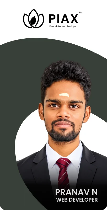 Pranav N, Web Developer at PIAX